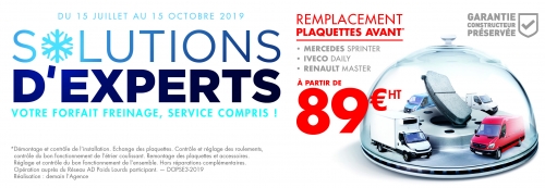 Promotion SOLUTIONS D'EXPERTS #3 - 2019 Forfait Freinage du 15/07/2019 au 15/10/2019