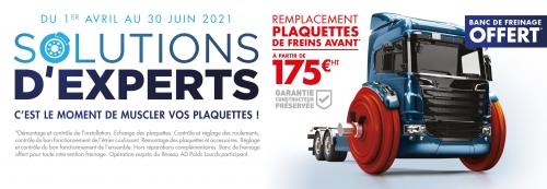 Promotion Solutions d'Experts #2 - Remplacement Plaquettes de frein avant du 01/04/2021 au 30/06/2021