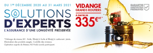 Promotion Solutions d'Experts #1 - Vidange Grands Routiers du 30/11/2020 au 31/03/2021
